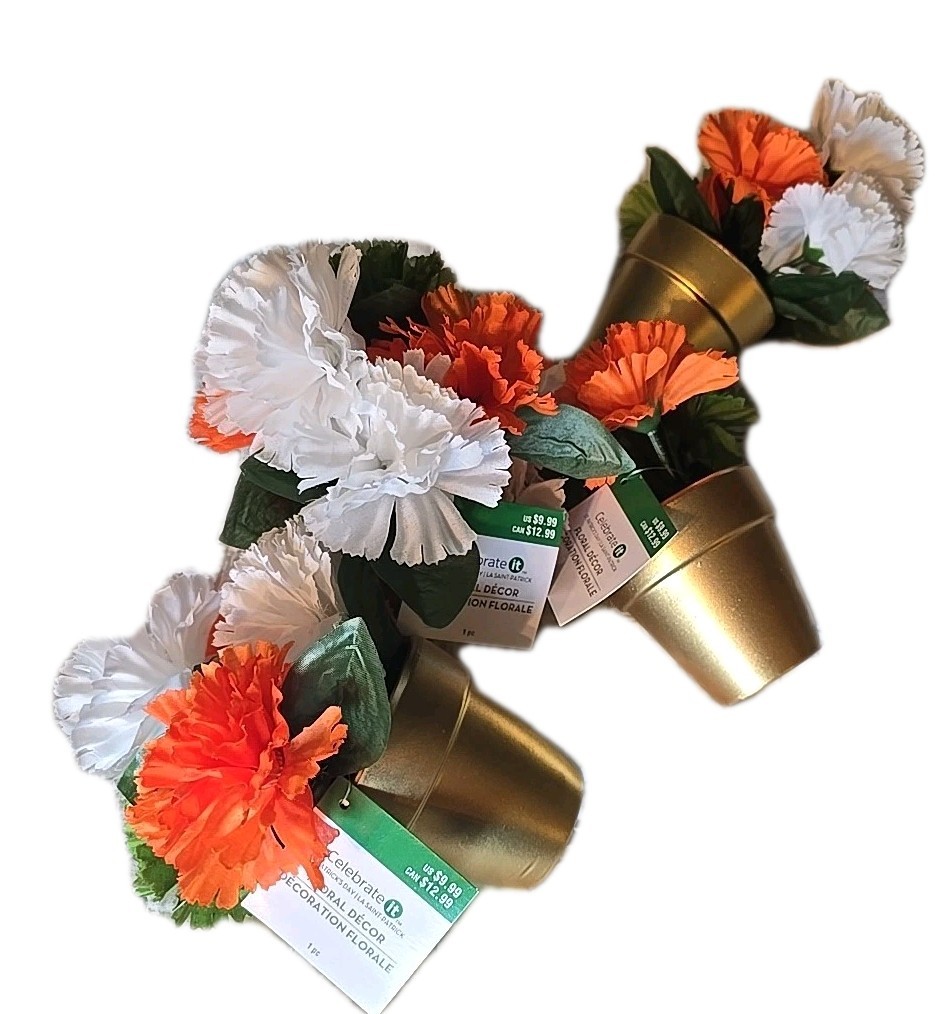 Lot Of 4 aux Orange Green White Flower 3 Inch POT Decor. Nwt. I