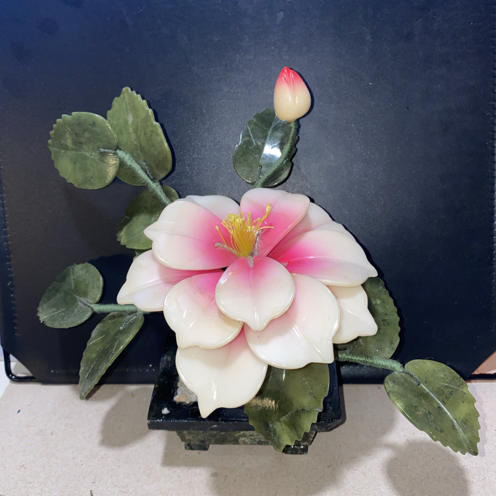 Natural Stone Flower Arrangement, Jade quartz Lotus/Peony