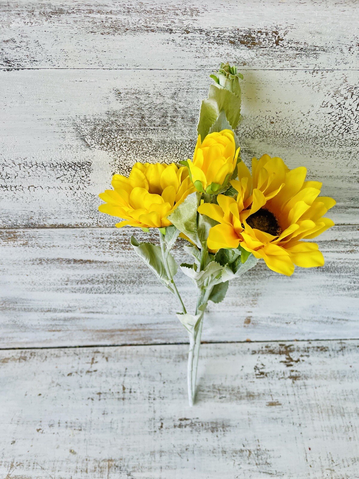 Sunflower Blooms Spray, 26” Country Farmhouse Floral Decor One Stem Included