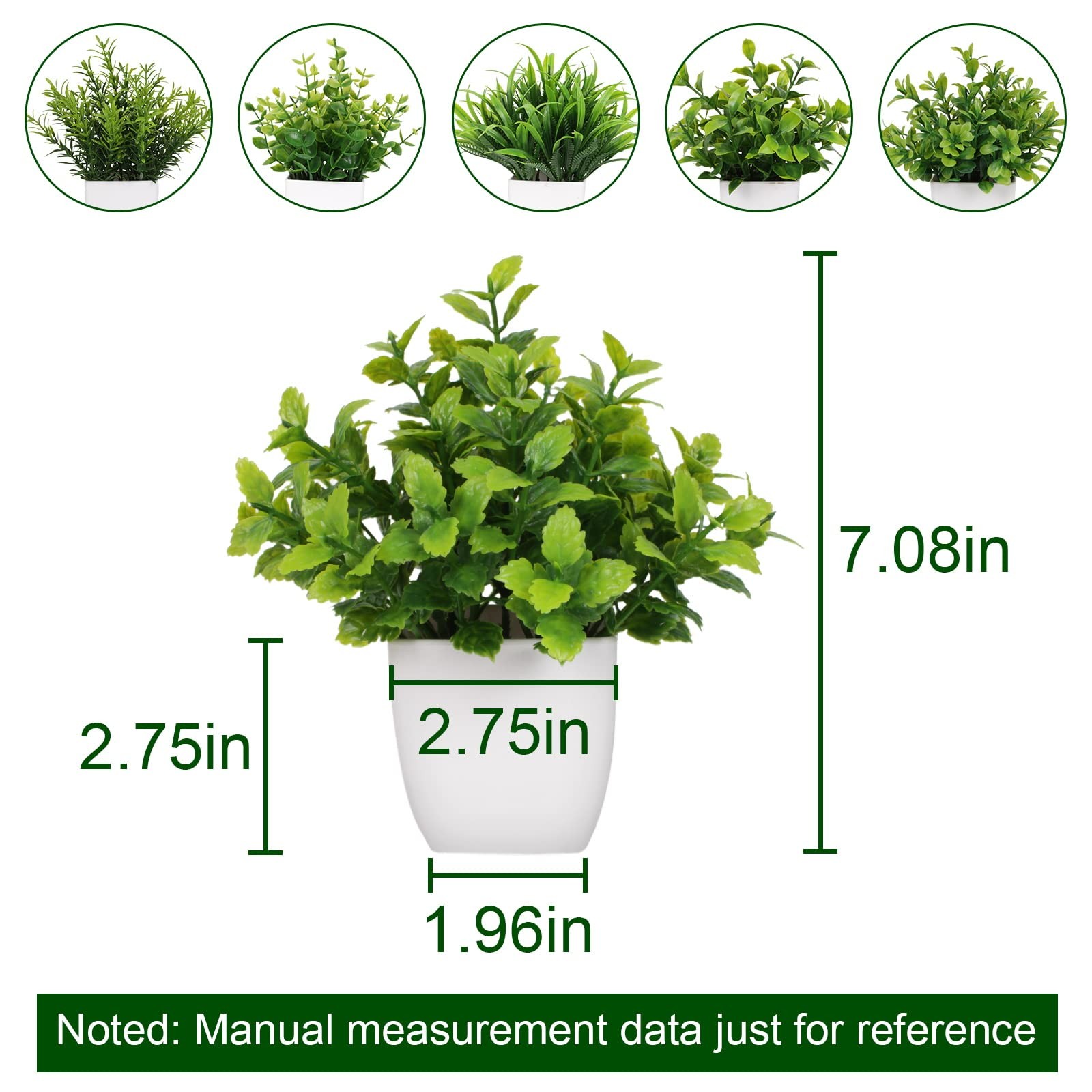 6 Pot Small Fake Plant Flowerpot Artificial Plastic Eucalyptus Plant Wheat Gr…