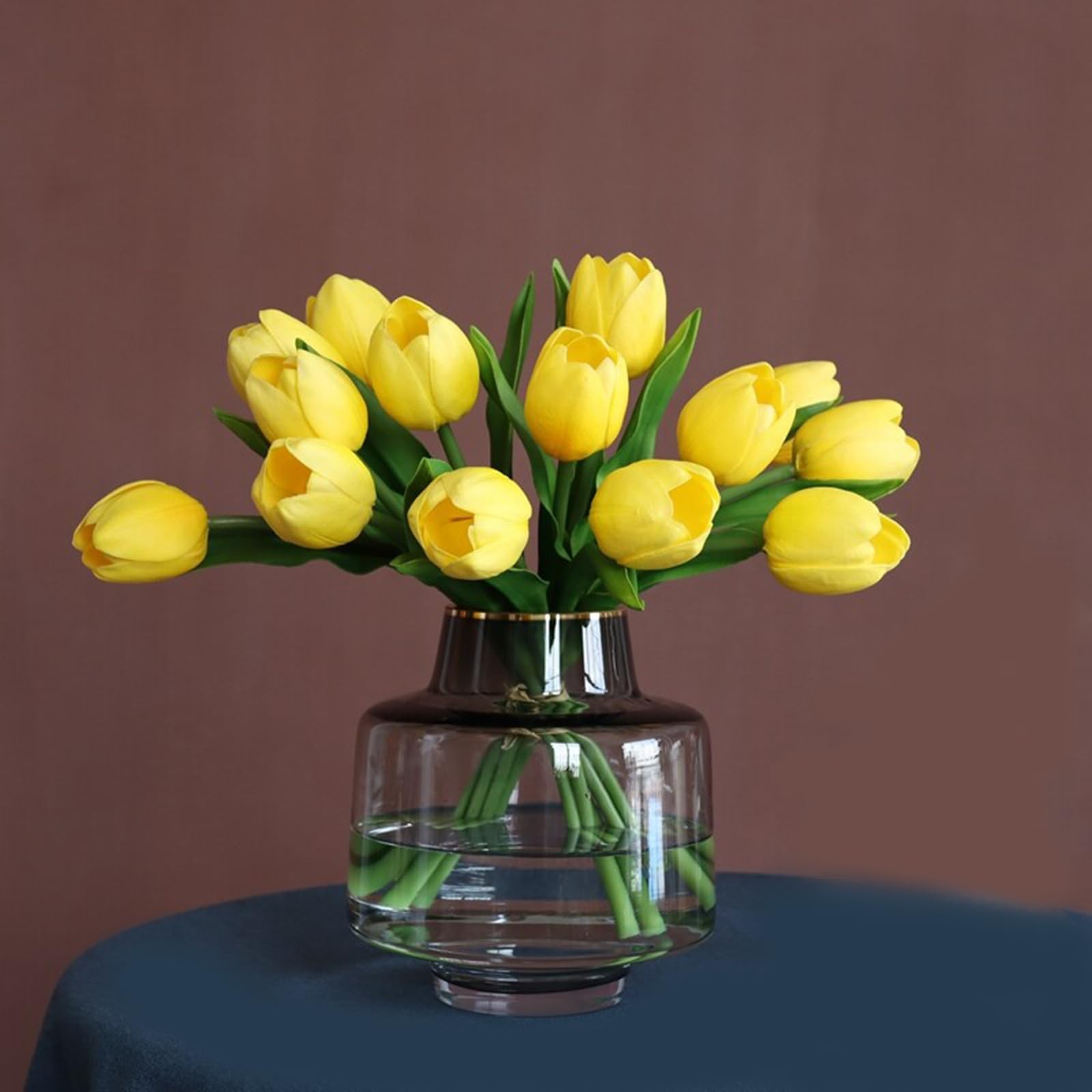 11 PCS Yellow Flowers Artificial Luxury Big Tulip Valentine Mother Day Wedding