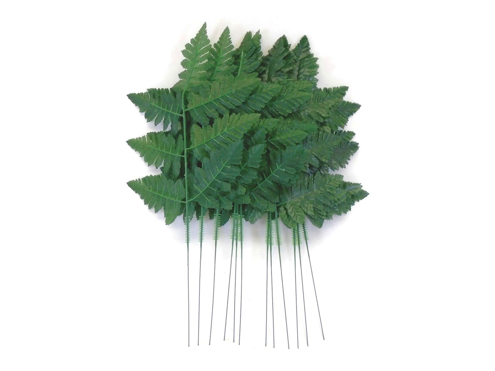 24 PCS 16 Inch Green Leather Fern Artificial Silk Leaves Greenery 5665GN