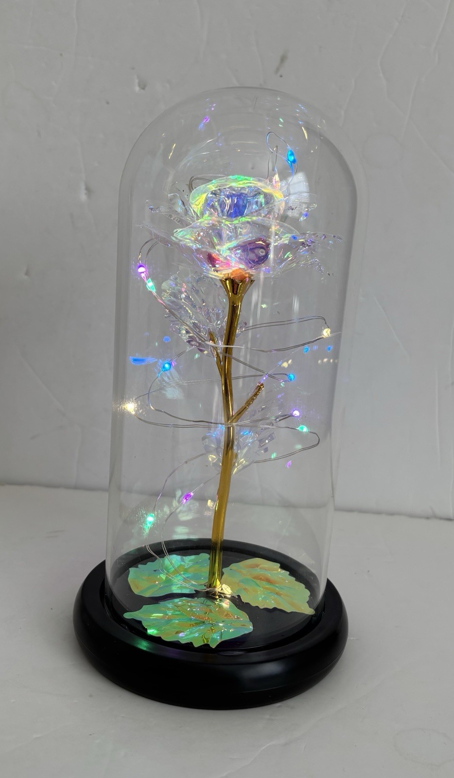 ROSE FLOWER LED LIGHT GLASS DOME GIFTS FOR WOMENS 8.5″