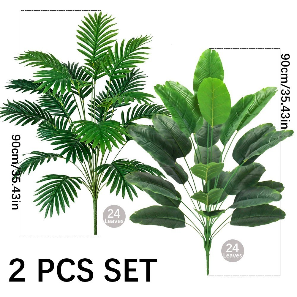 Artificial Areca Palm Tree 24 Leaves Plastic Potted Indoor Outdoor Home Decor