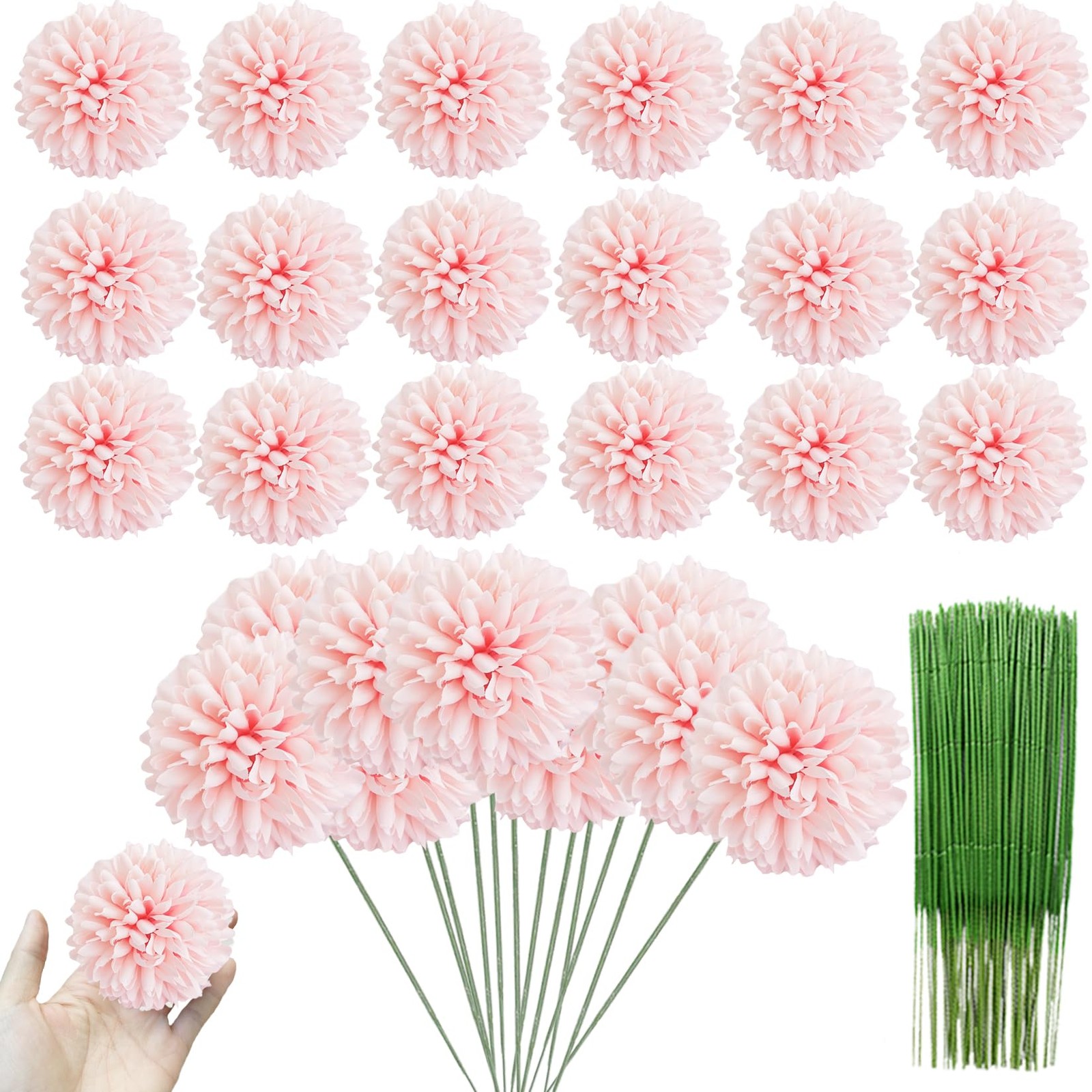 30 Pcs Artificial Chrysanthemums Heads Ball Flowers，Silk Chrysanthemum Ball B…