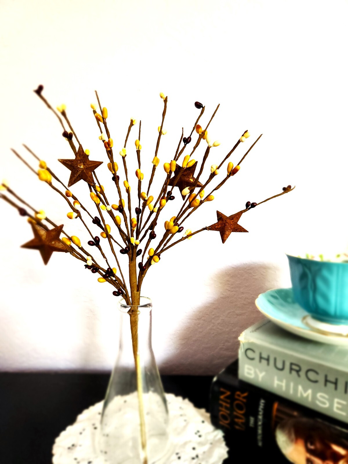Burgundy Cream & Mustard Berry Picks Artificial Berries Spray Home Decor N526