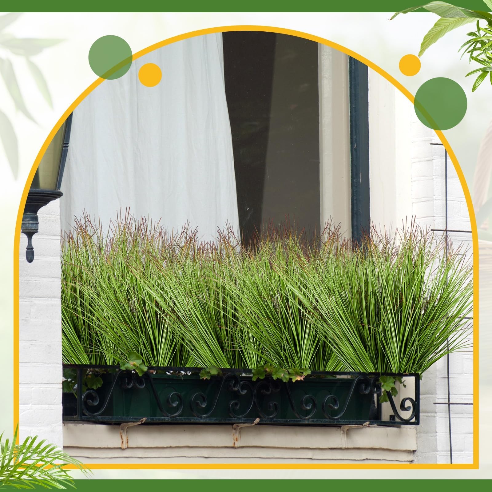 48 Pcs Faux Grass Plants – UV Resistant Artificial Shrubs for Indoor/Outdoor Dec