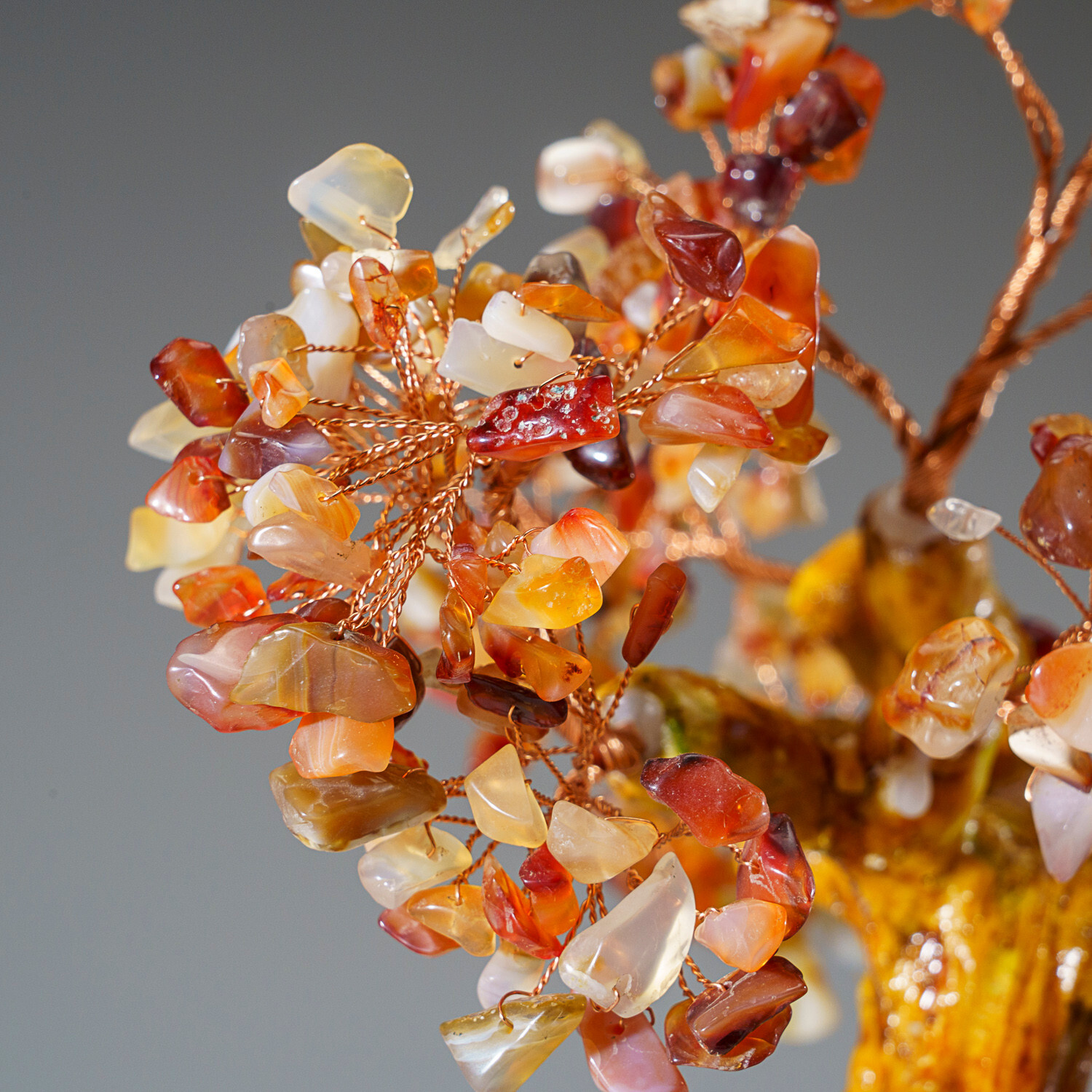 Genuine Carnelian Bonsai Tree in Round Ceramic Pot (8.5”)