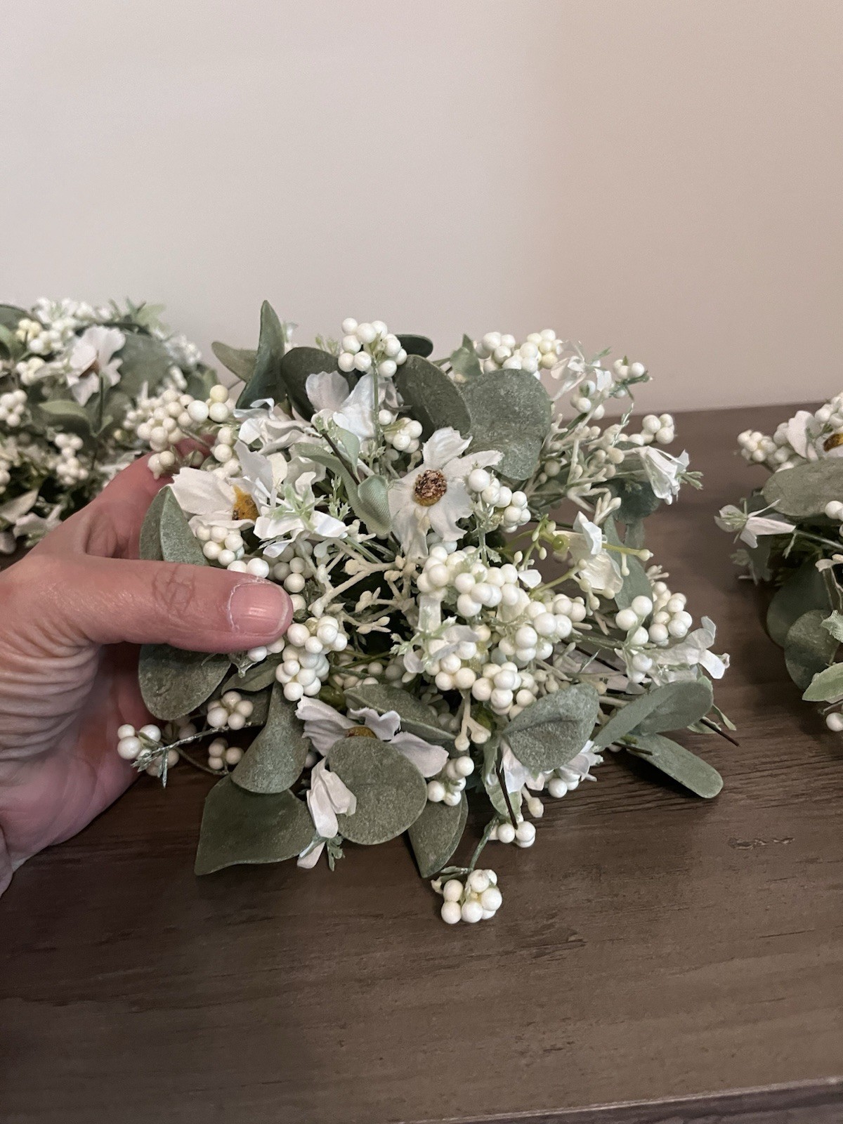 Eucalyptus And Berries Floral Centerpiece Filler White Green Country Farmhouse