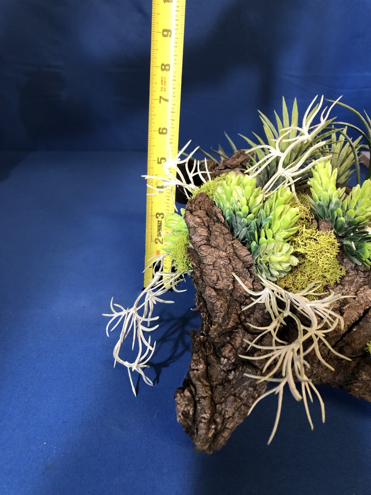 Artificial Succulent Air Plant Wall Art Home Office Mounted on Real Wood Bark
