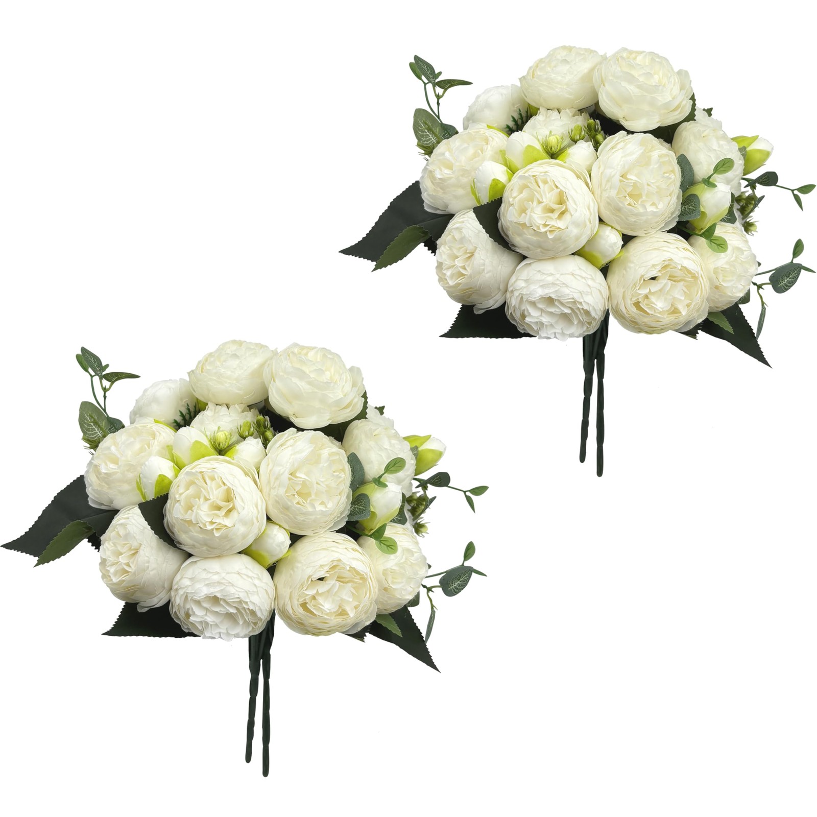 4 PCS Artificial Peony Flowers White Silk Fake Peony Bouquets For Wedding Decor