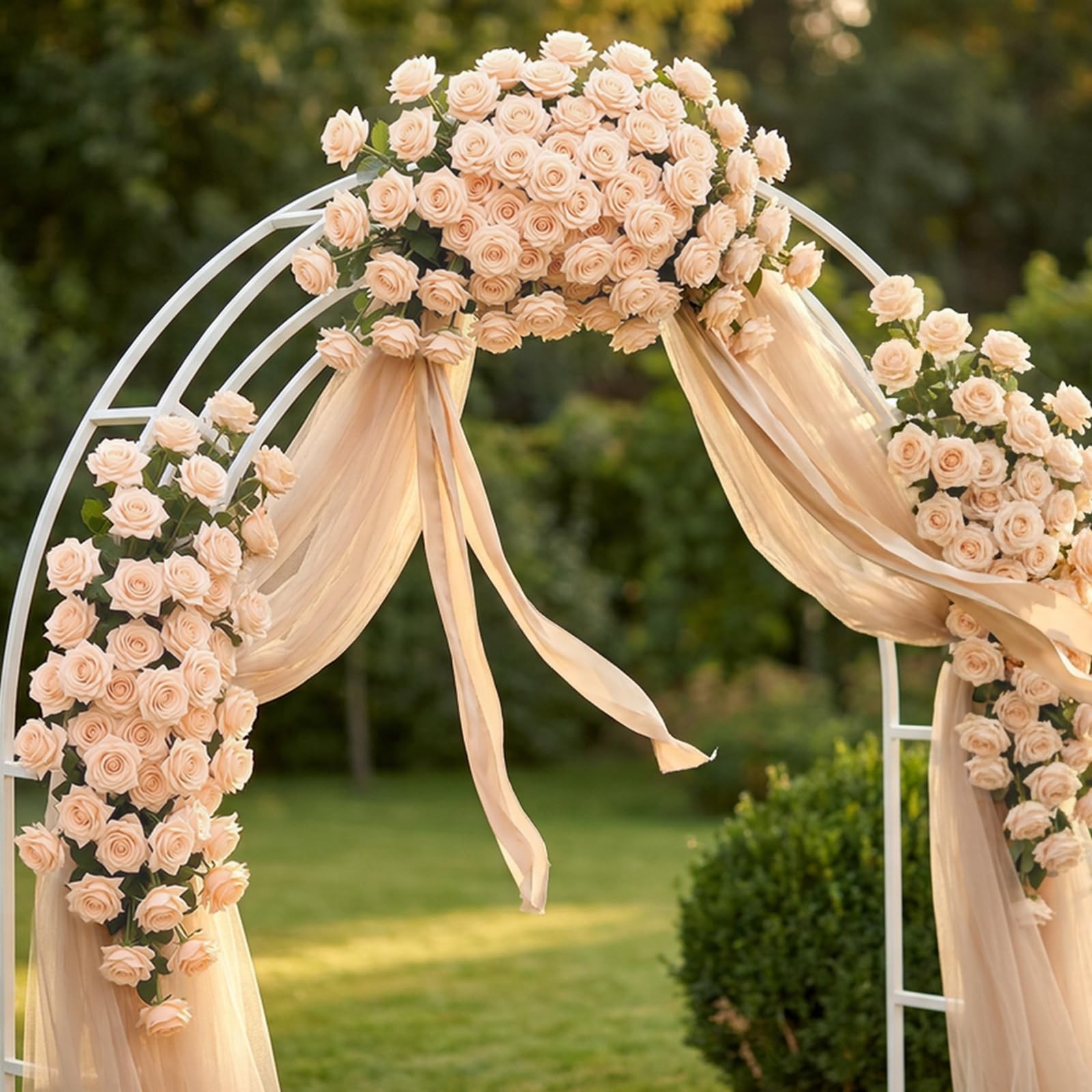 Champagne Roses Artificial Giant Flowers,50PCS 4 Inch Large Fake Roses Bulk