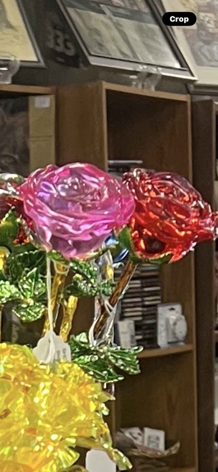 Crystal Glass Rose Flower Gold Plated Long Stem Choice Of Colors
