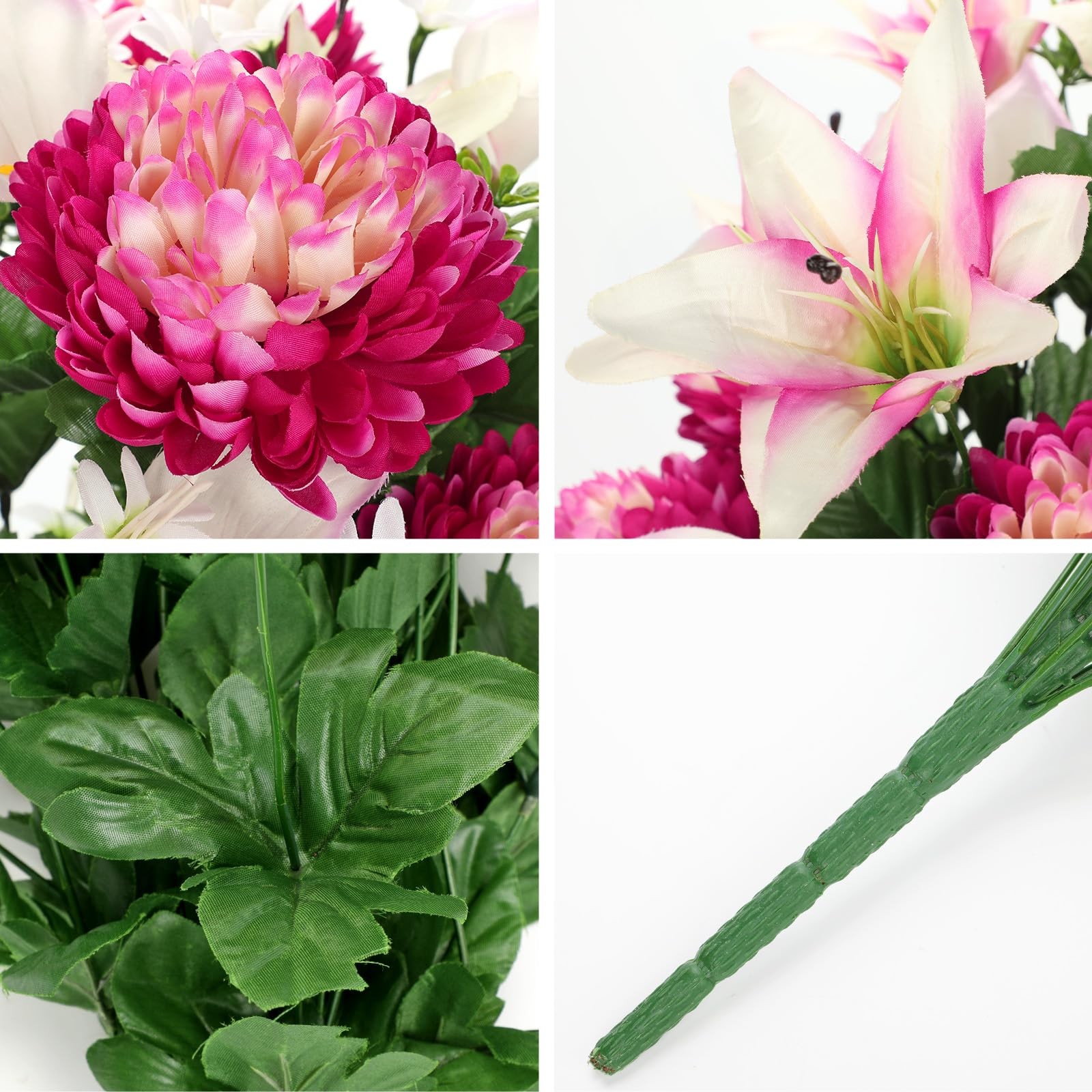 Large Artificial Lily Chrysanthemums Cemetery Flowers For Grave Vase Sympathy