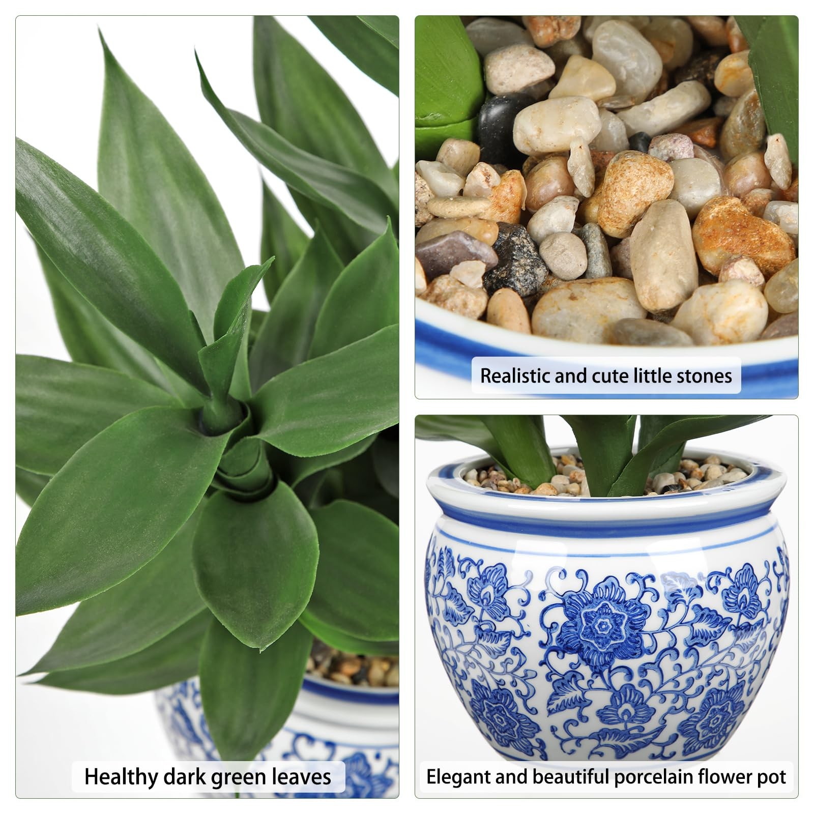 Artificial Potted Plants Indoor Home Decor 20″ Tall Fake Lucky Plant in Blue …