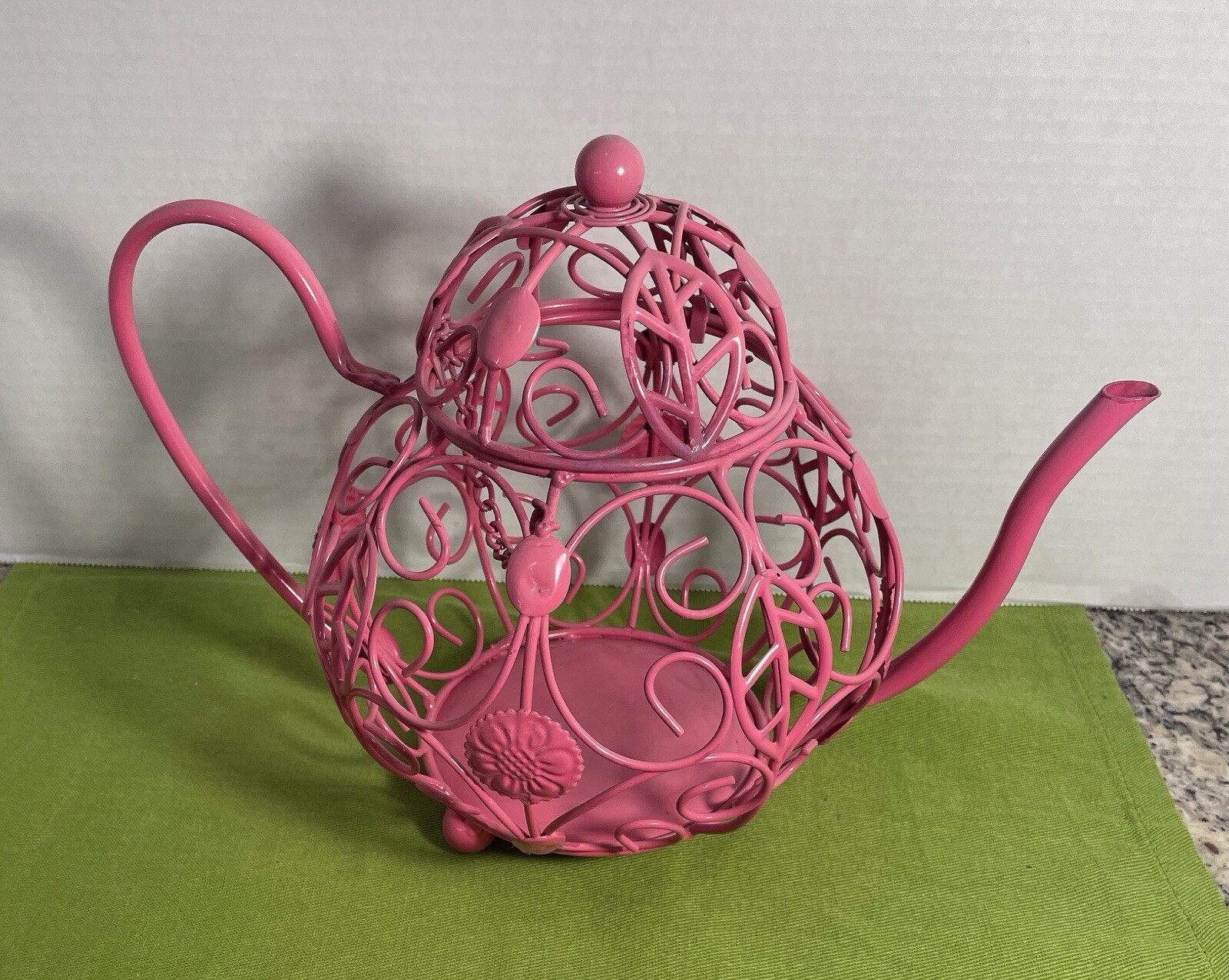 Hot Pink Metal See Through Decorative Tea Pot (s-2)