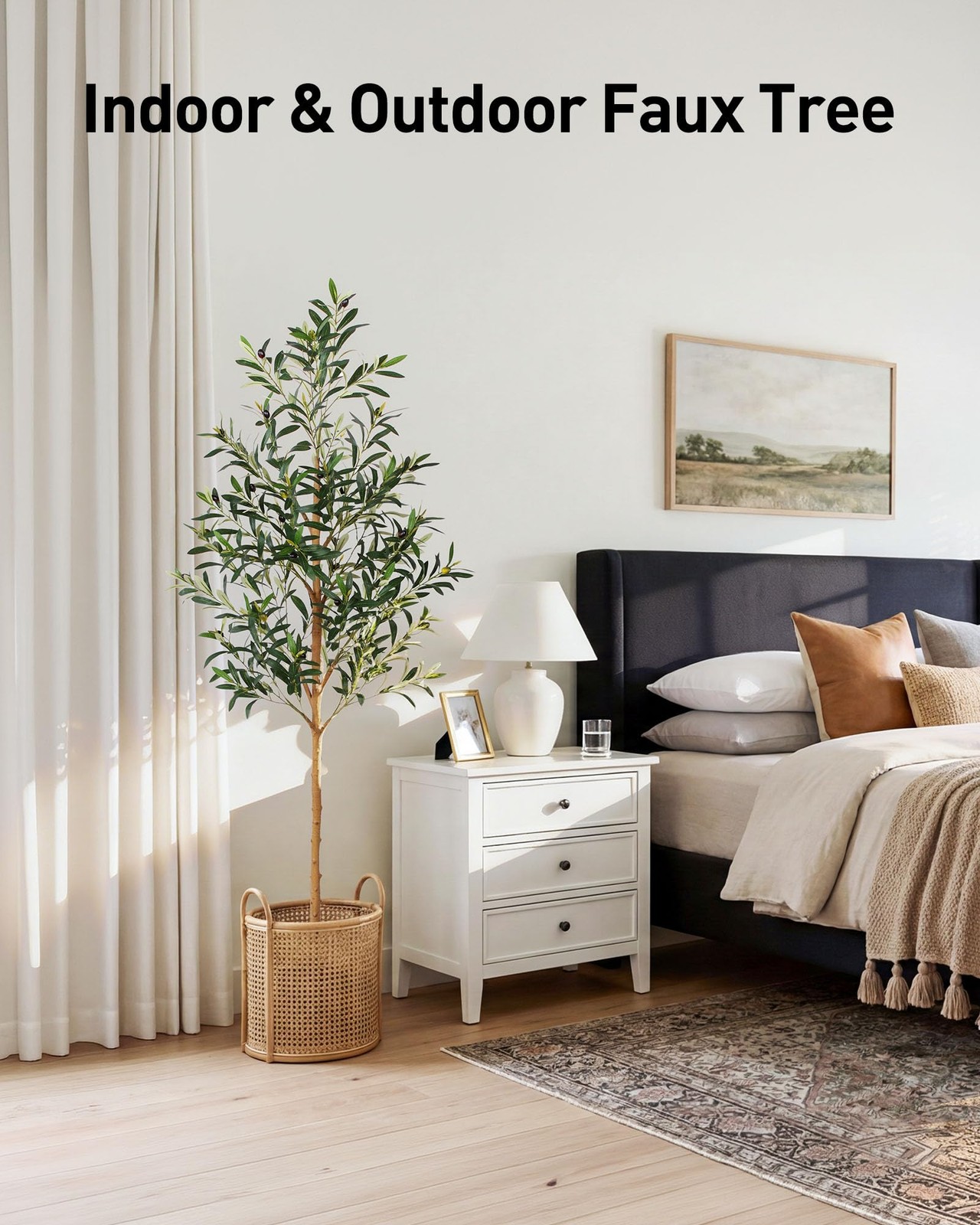 6FT Olive Trees Artificial Indoor, Tall Fake Olive Tree (72in) with Realistic…