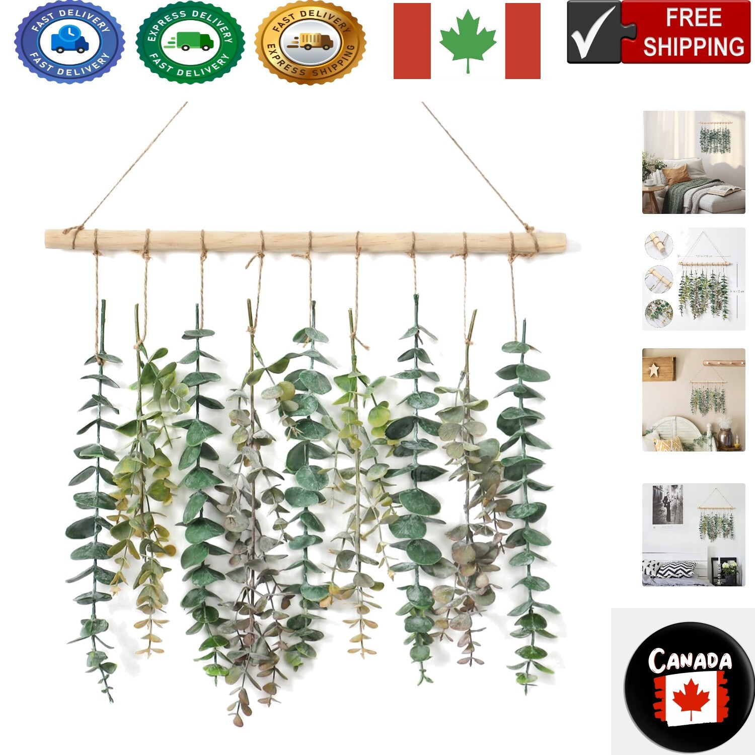 Versatile Bohemian Eucalyptus Wall Decor with Easy Installation – Green-2