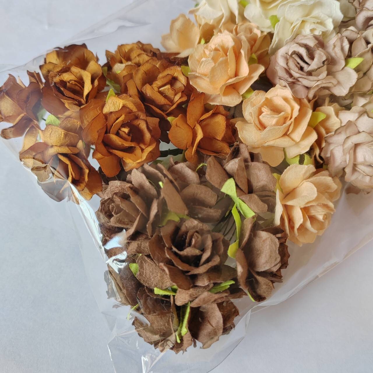 50 Mix Brown Tone Artificial Flowers Rose Flower Paper Flower size 30-35 mm