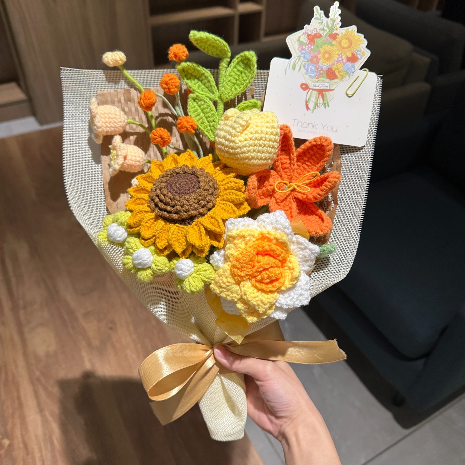 Handmade Crochet Sunflower Bouquet | Get Well, Birthday Gift, Teacher Appreciati