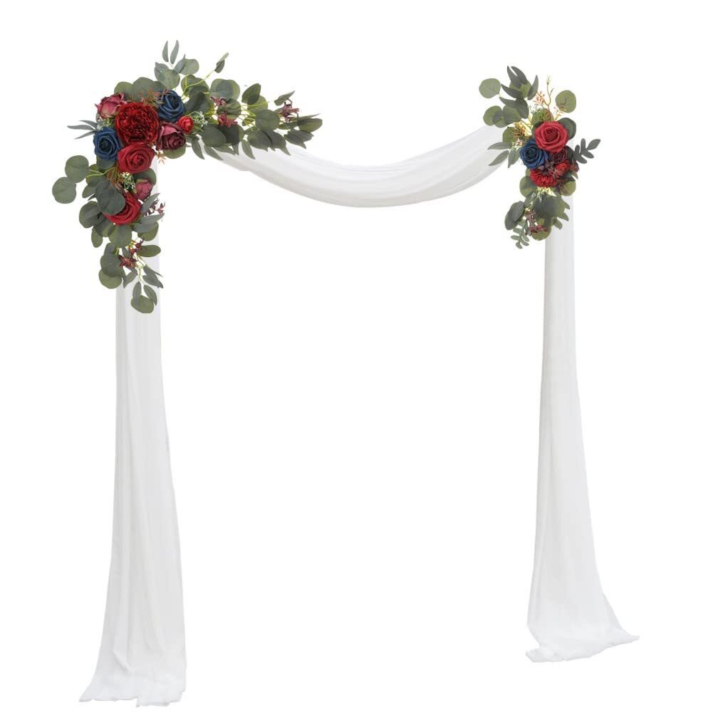 2 Pack Red Artificial Flower Swag Burgundy Navy Blue Wedding Arch Table Decor