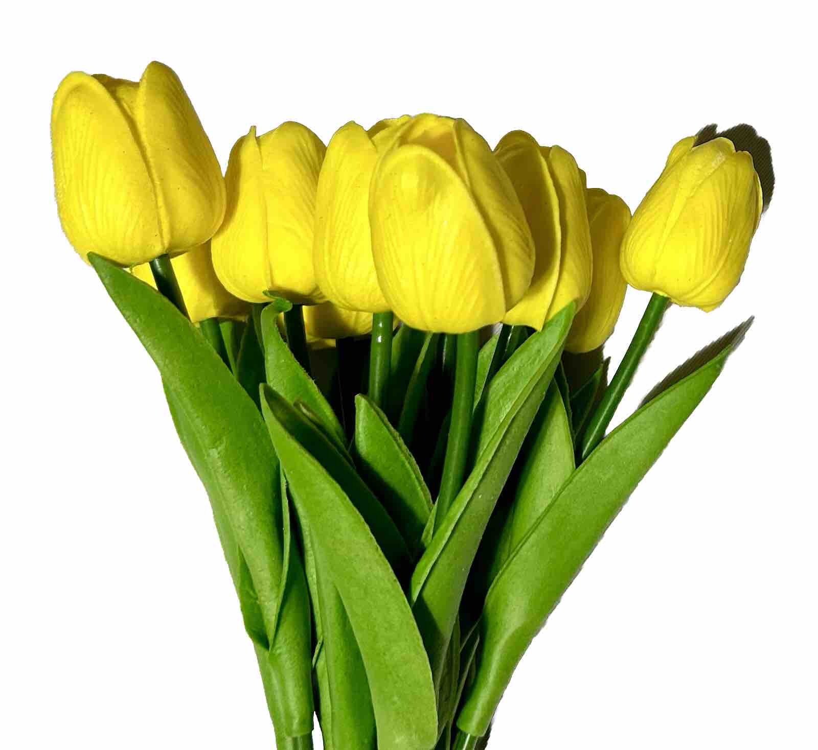 Lot Of 2 10 Pack Artificial Yellow Tulips For Home Decor, Wedding, Party