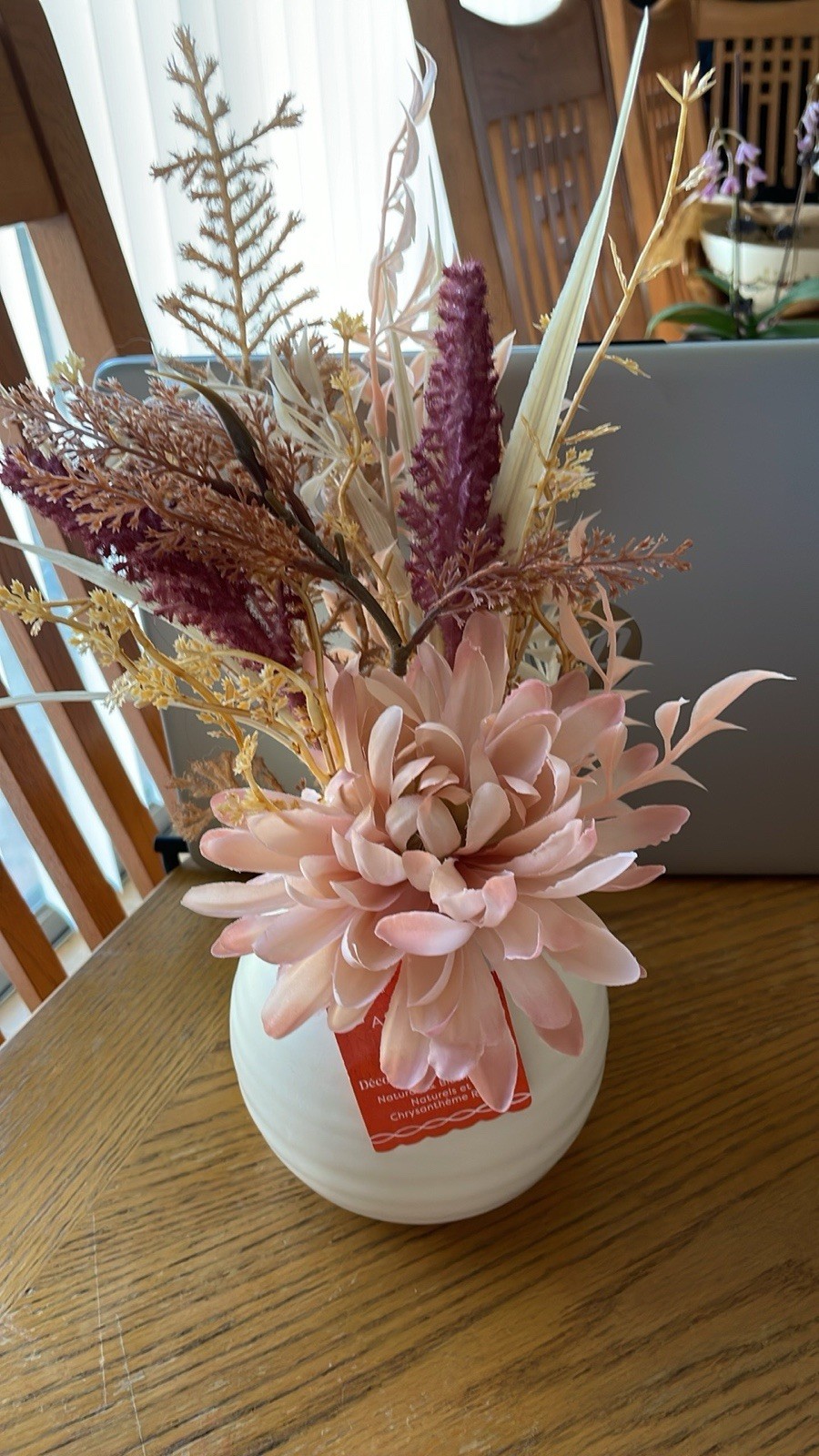 Ashland Spring/Autumn Flower Arrangement In Ceramic Pot NEW W/TAG Neutral 14”