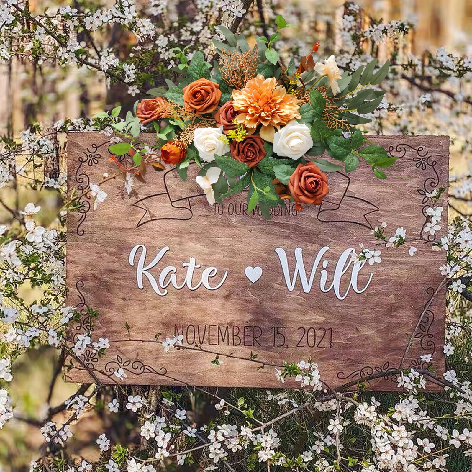 Roahosy Artificial Flower Swag Terracotta Wedding Decor, Burnt Orange Flowers…