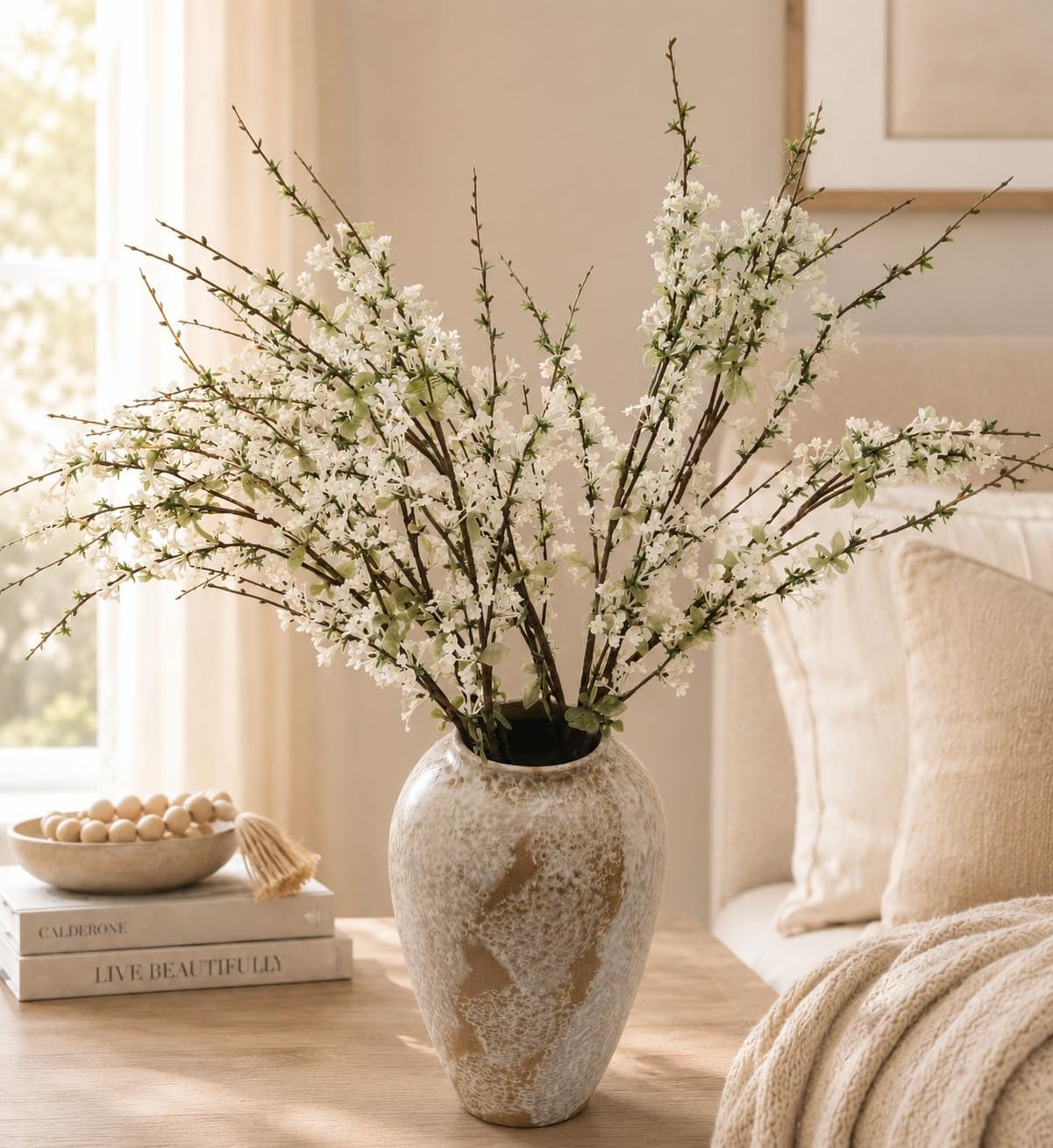 White Flowering Branches 10 Pack, 32 Inch Real Touch Artificial Stems | Faux …