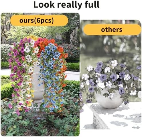 Artificial Hanging Flowers UV Resistant Outdoor Fake Flowers Hanging Basket