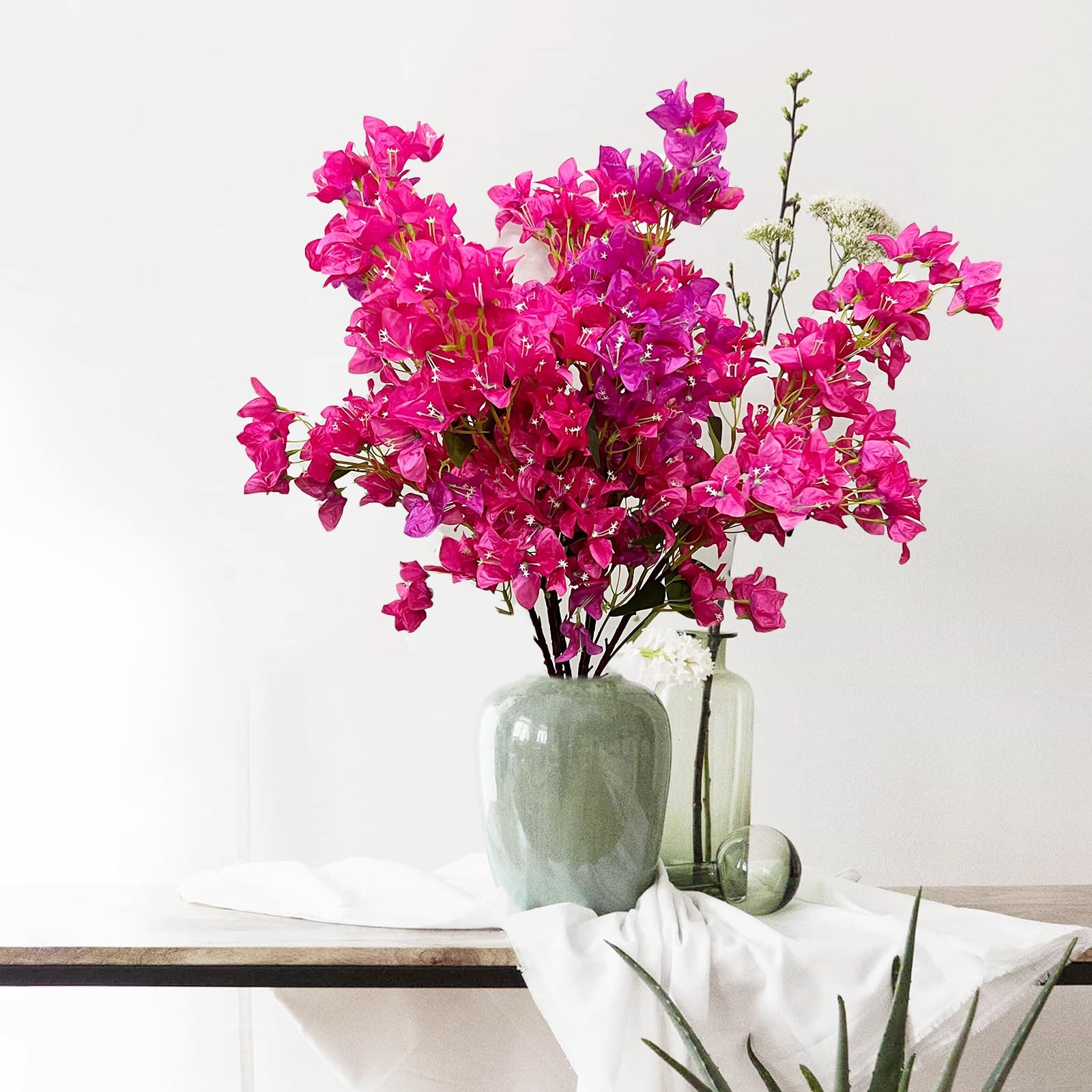 38″ Artificial Flowers Bougainvillea Floral, 6PCS 2Color Long Stems Silk Fake…