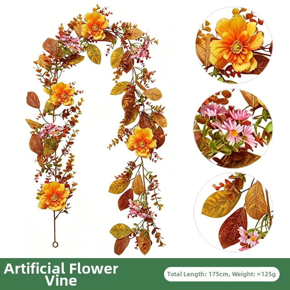 69 inch Flexible Autumn Garland with Iron Wire Core for Mantel Door Frame Decor