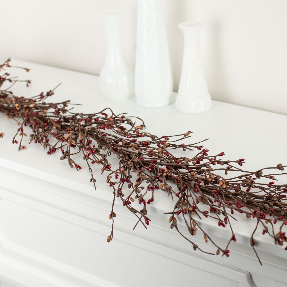 Hand Wrapped Warm “Peacan Pie’ Colored Pip Berries Garland for Decorating