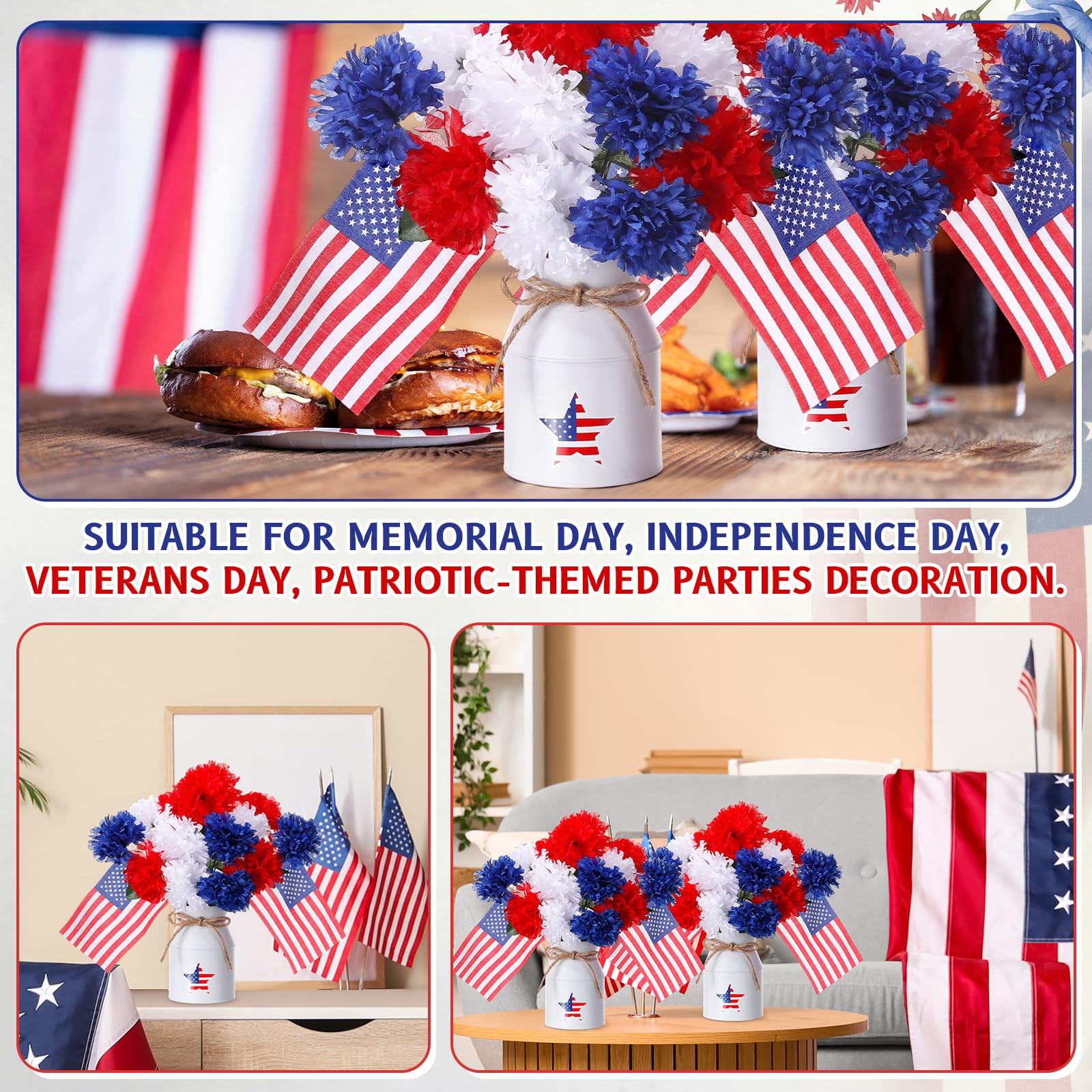 6 Pcs 4th of July Table Centerpiece Decoration 250 Anniversary USA Table Flow…