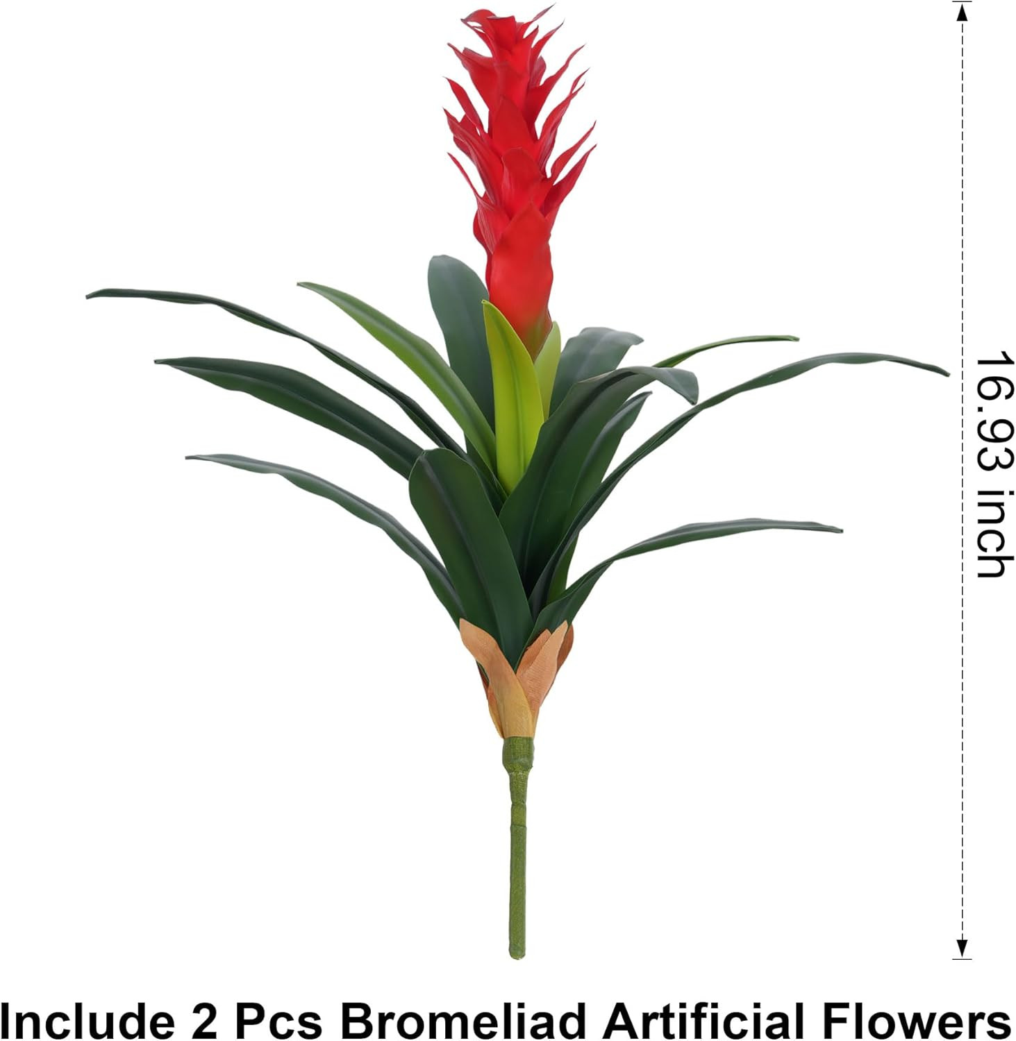 Fake Flowers Plants for Outdoors, 2 Pcs 16.93″ Bromeliad Artificial Flowers Uv R
