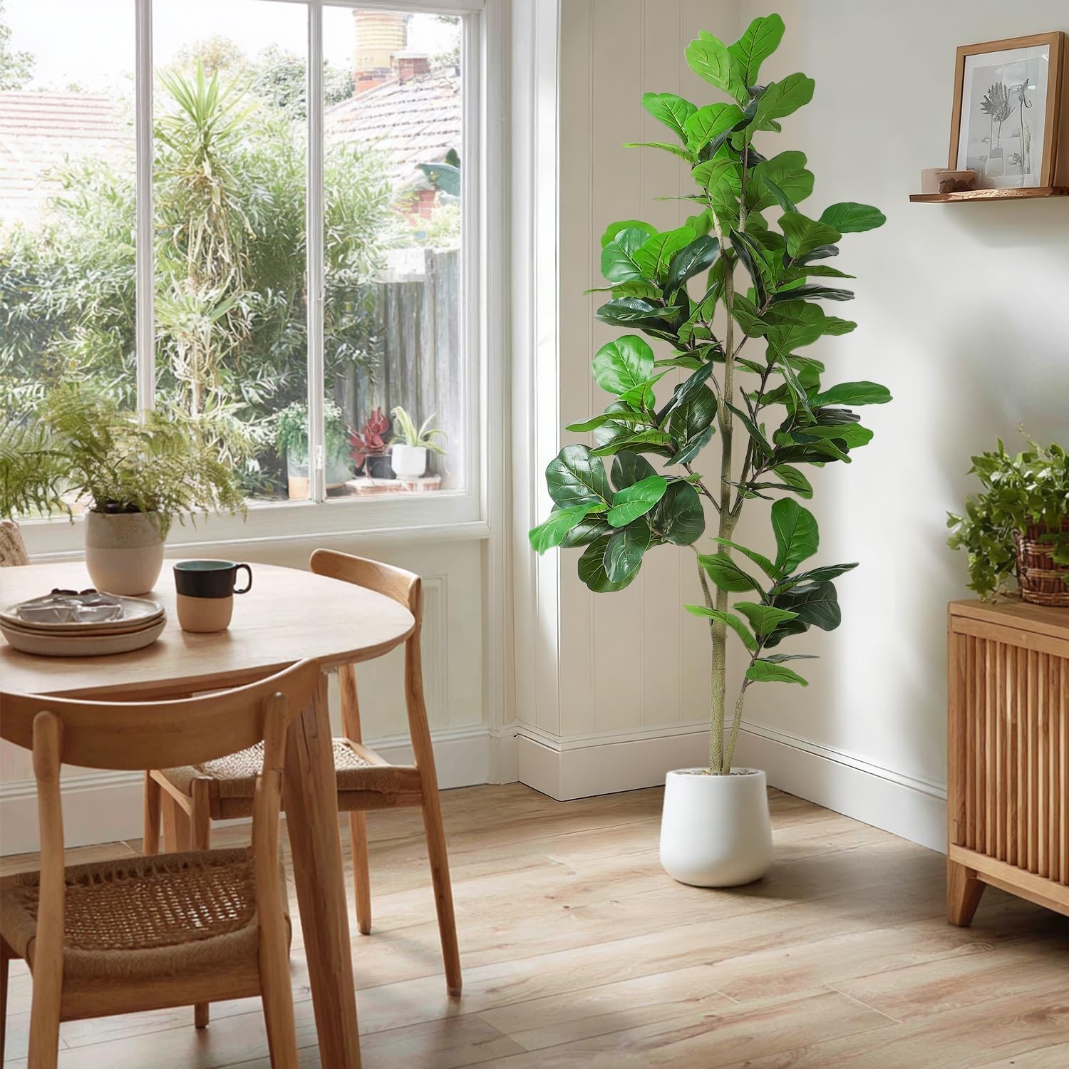 Jocoevol Artificial Fiddle Leaf Tree, 7ft Faux Plant Fake Ficus Lyrata Trees