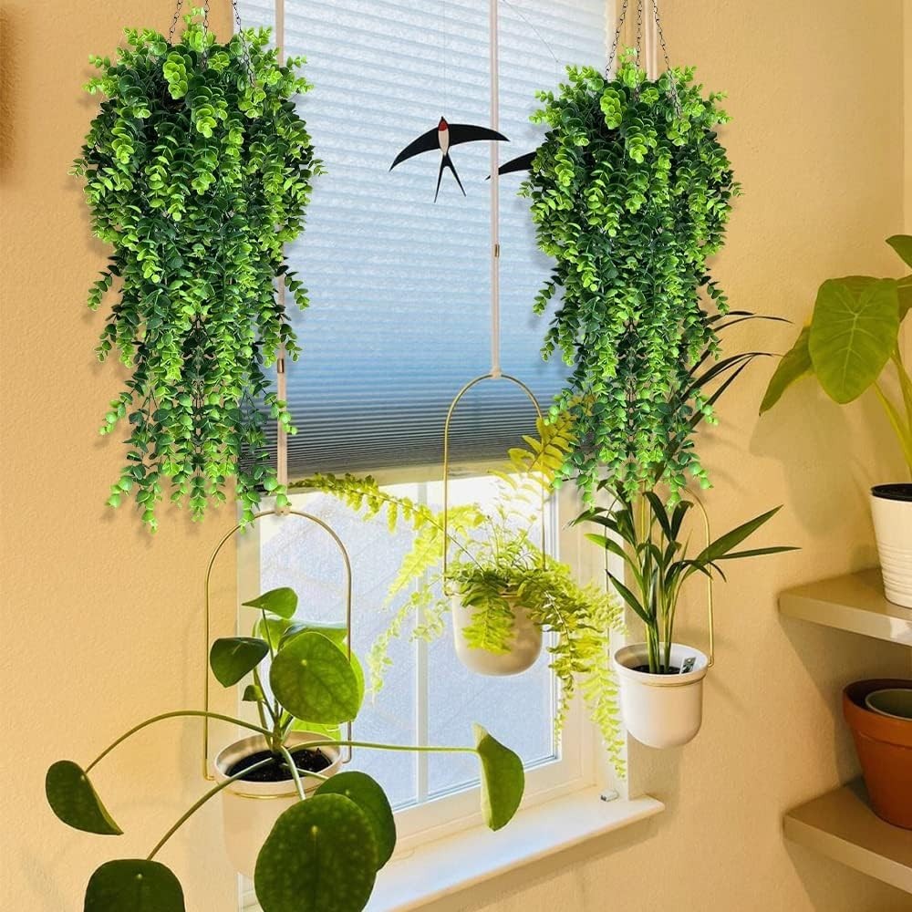 4 Pack Artificial Eucalyptus Leaf Rattan Fake Hanging Plant