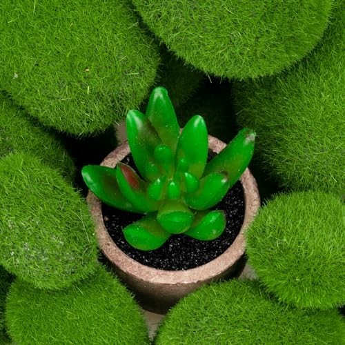50 Pcs 5 Size Artificial Moss Rocks Decorative, Faux Green Moss Decor Balls for