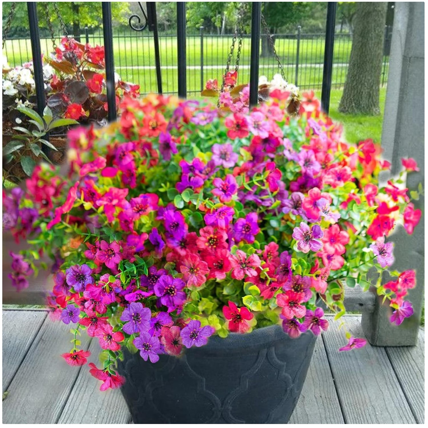 UV Resistant Outdoor Flowers in Fuchsia+Rose Red, 12 Bundles