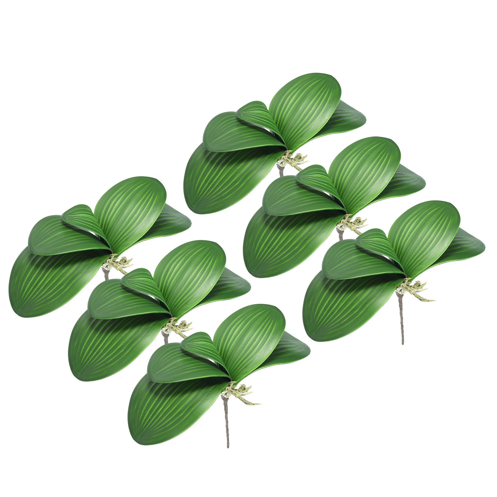 6 Pcs 5.6 Inch Faux Orchid Leaves 5 Petals Artificial Leaf with Stems