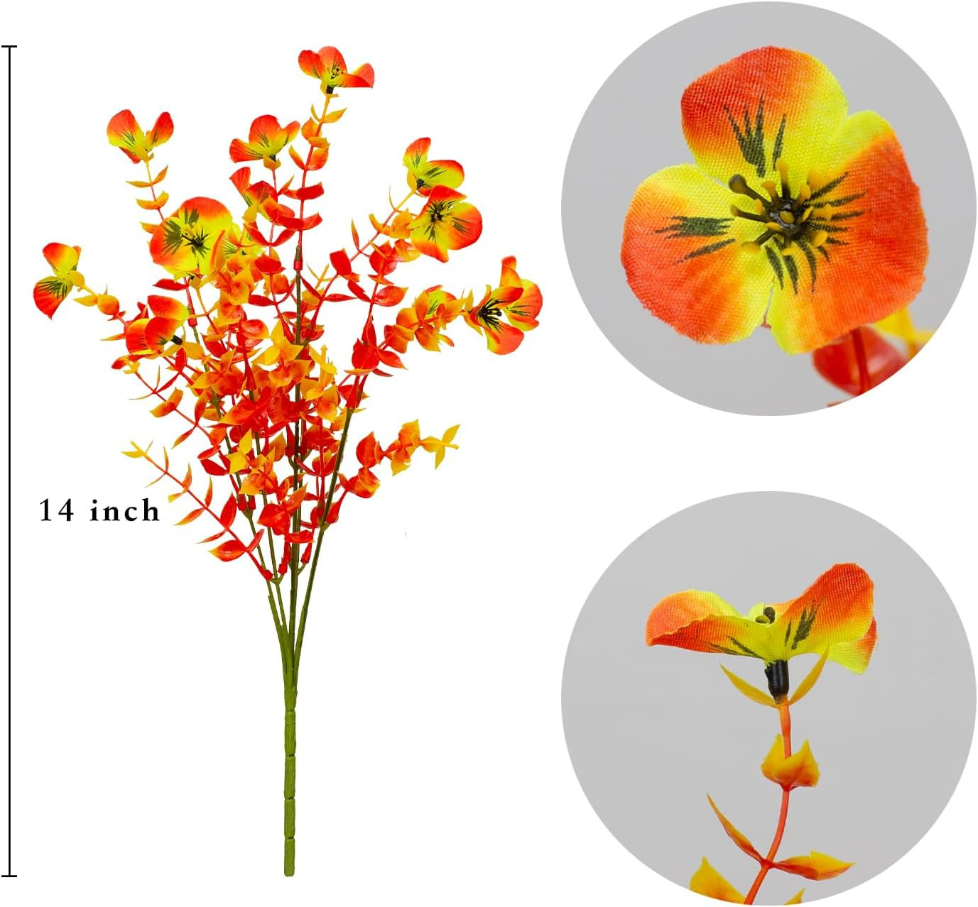Artificial Flowers Fake Pansy and Eucalyptus Plants 10 Bundles Faux Silk Outdoor