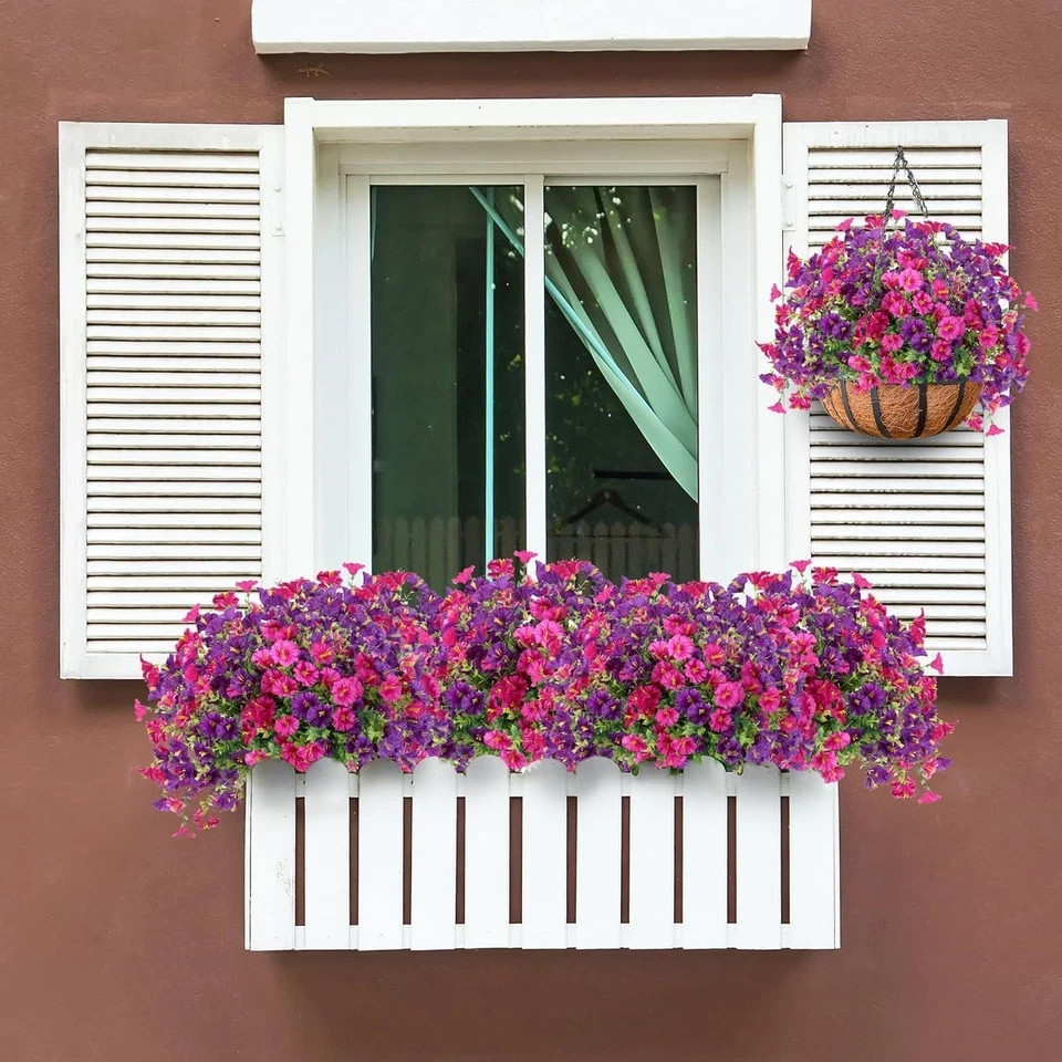 Artificial Flowers for Outdoors 12 Bundles Realistic Faux Plants UV Resistant Fa