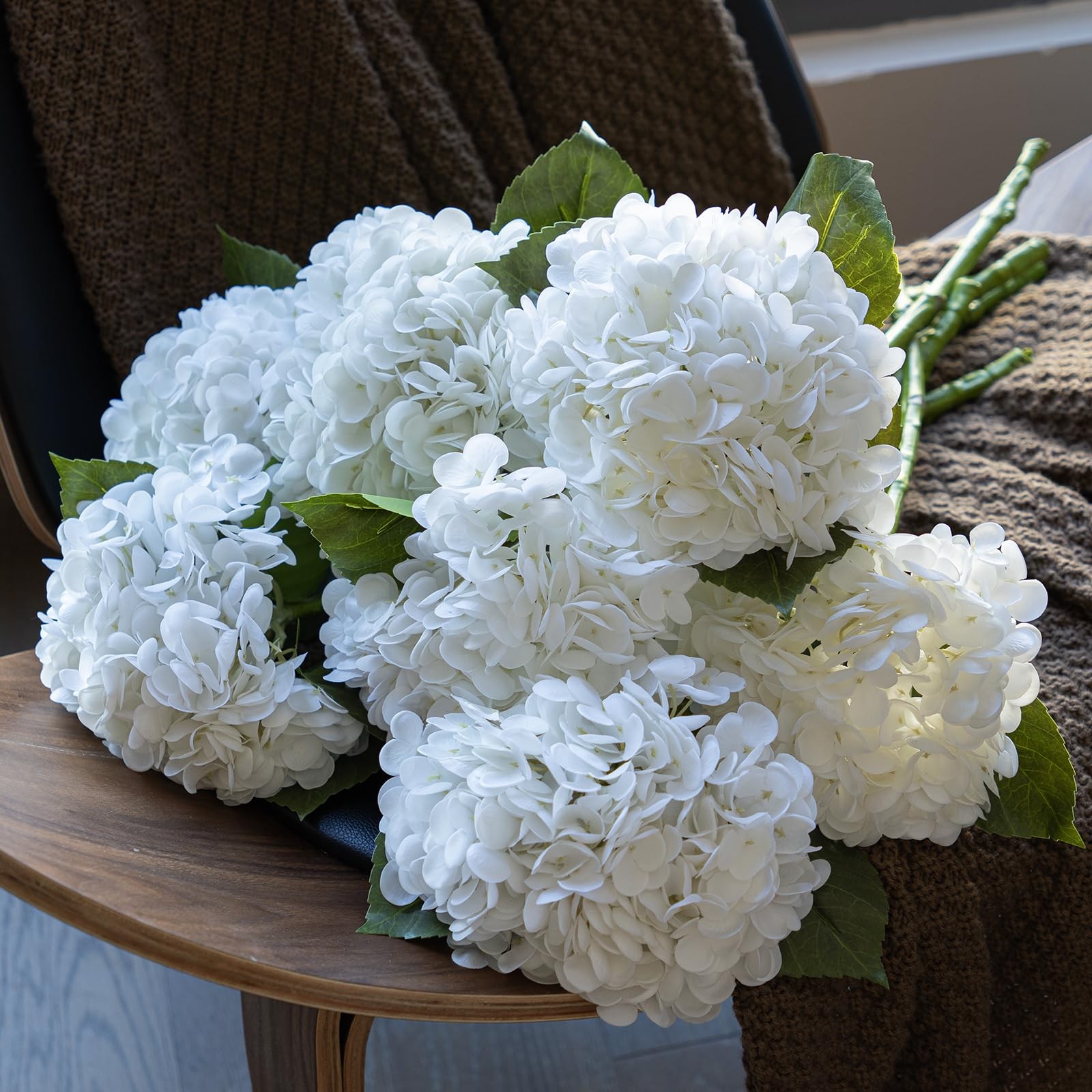 DUYONE 22″ Real Soft Touch Hydrangea Artificial Flowers Realistic,Large Long …