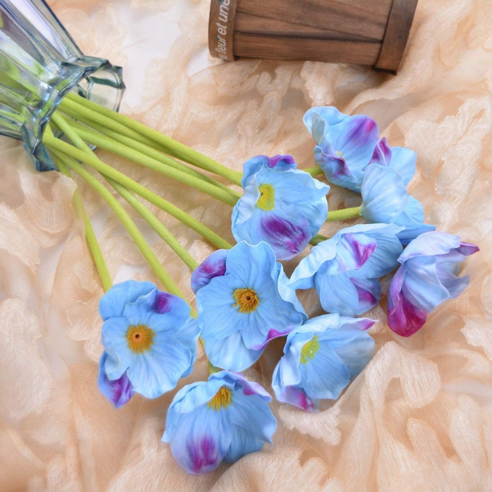 Artificial Poppy Flowers 20PCS Realistic Fake Poppies with Bendable Stems 14″