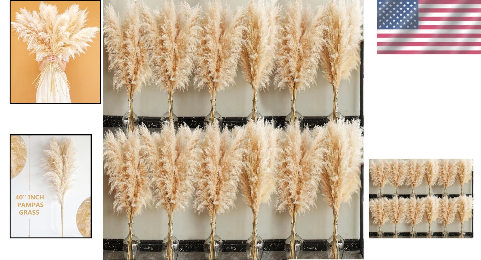 Natural Beige Pampas Grass – Farmhouse Boho Decor