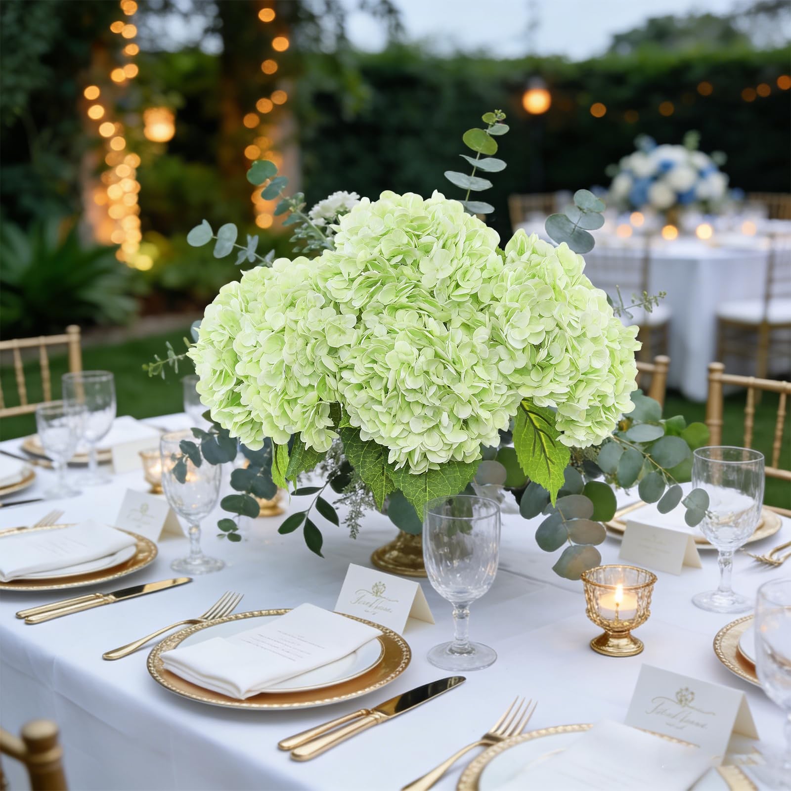 3pcs Light Green Lifelike Hydrangea Artificial Flowers 22inch Real Touch Faux…