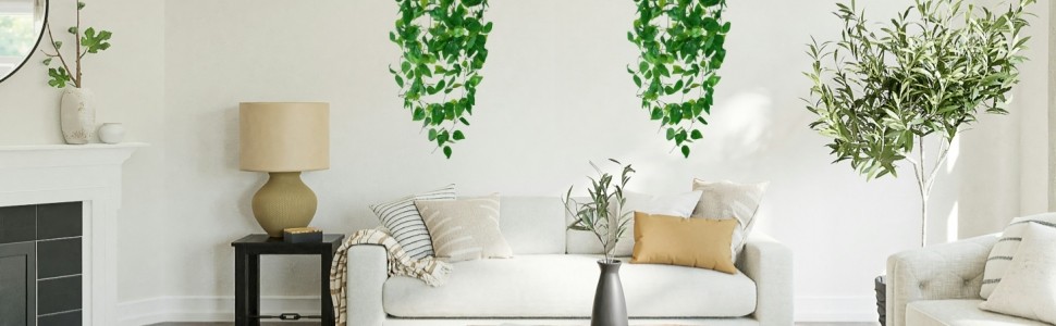 Fake Hanging Plants Vines(2pcs)for Room Decor, Artificial Ivy Greenery Garlands