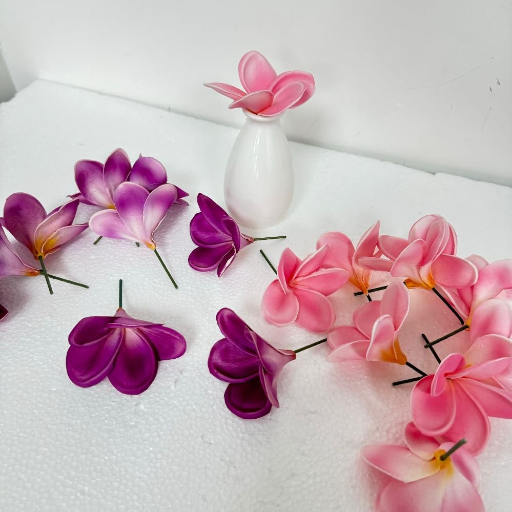 10 pcs Artificial Plumeria Flowers -1.5inch Stems & 3inch Real Touch Lifelike…