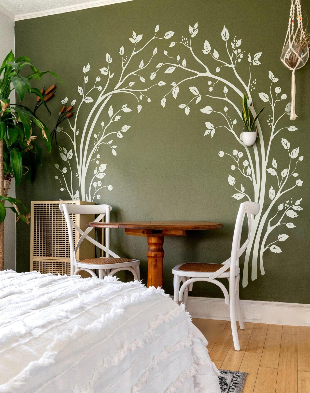 Bedroom Tree Branches and Leaves Wall Decal Sticker. Bedframe Decor. #6791