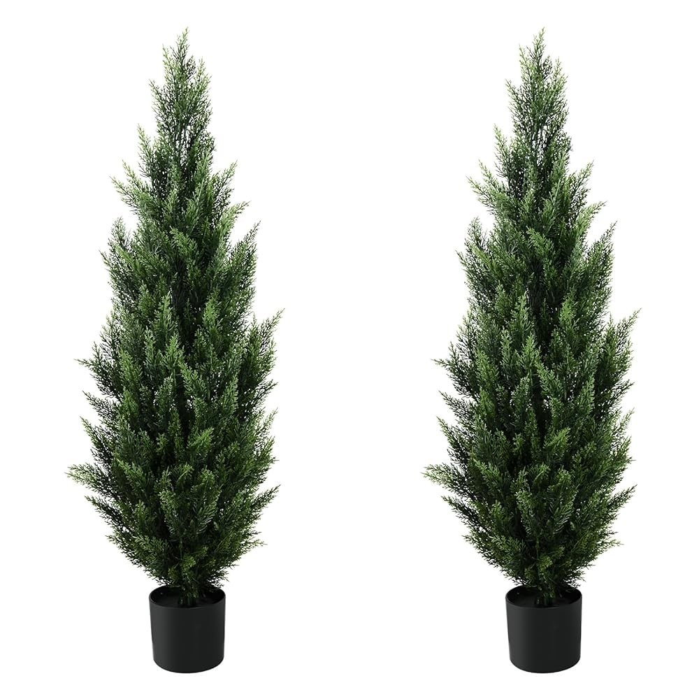 2 Pack 120 cm Artificial Cypress Tree Potted Plant Indoor and Outdoor Home Decor